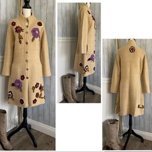 Anthropologie RELAIS Appliqué Long Sweater